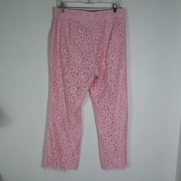 J. Crew Willa Cropped Flare Pants Pink Lace Size 10 High Rise Pastel Trouser - Picture 7 of 7